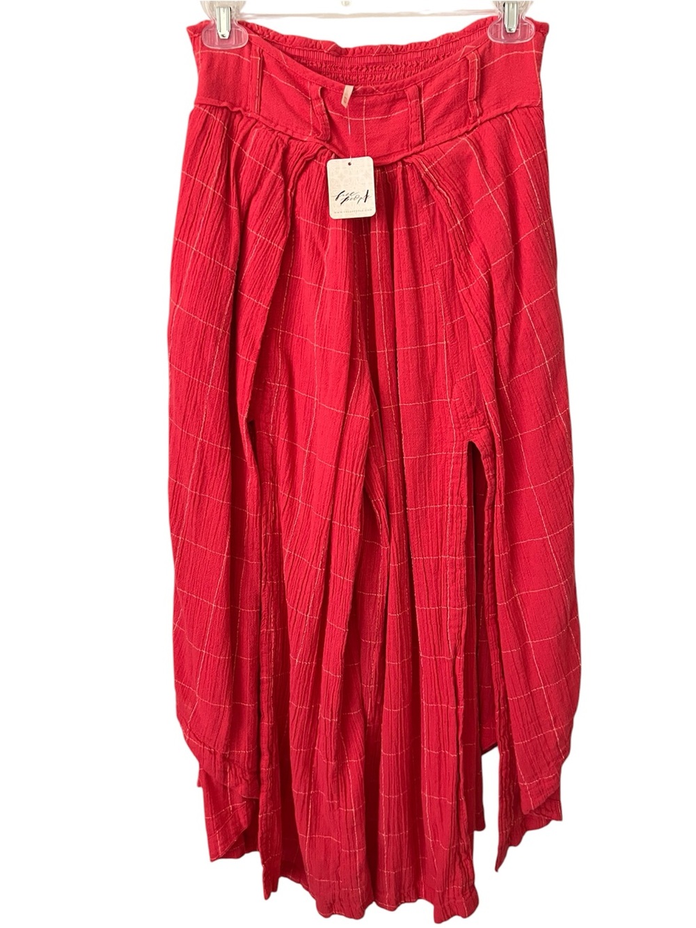 Free People Lunar Cove Window Pane Plaid Extreme Wide Leg Slit Pants / Skirt XS - Picture 6 of 6